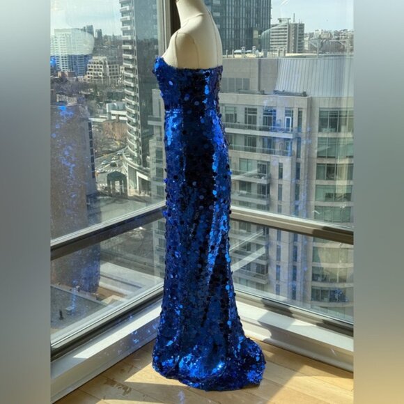 🆕 BRONX & BANCO 🧿 NWOT Farah Strapless Sequins Gown, Royal Blue, Sz XS US 2 - Picture 7 of 16
